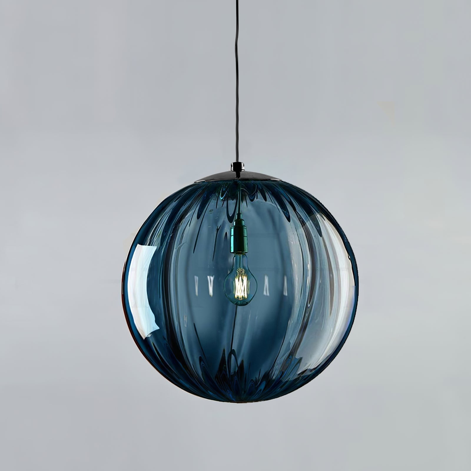 Modern Mouth Blown Glass Globe Pendant Light with Adjustable Metal Stalk for Indoor Ceilings