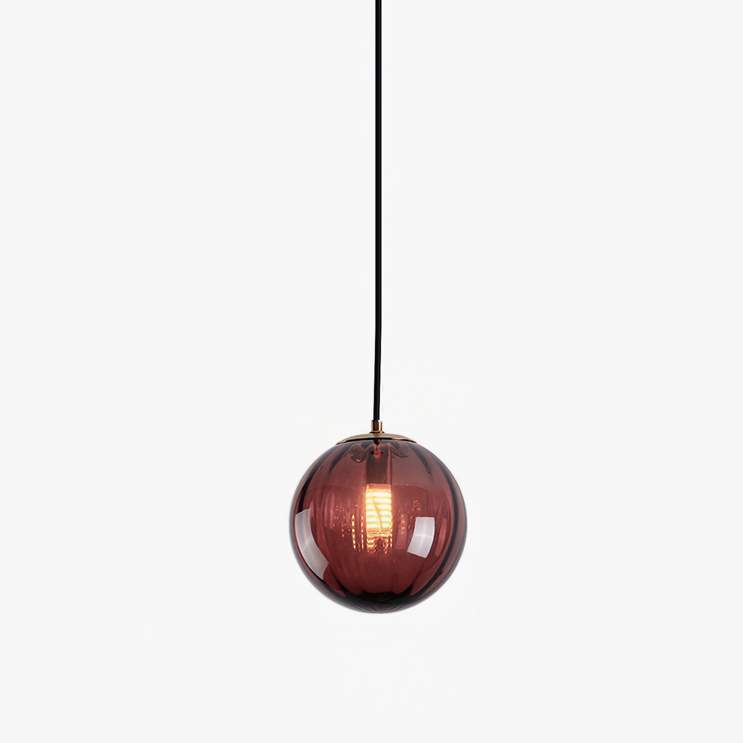 Modern Mouth Blown Glass Globe Pendant Light with Adjustable Metal Stalk for Indoor Ceilings