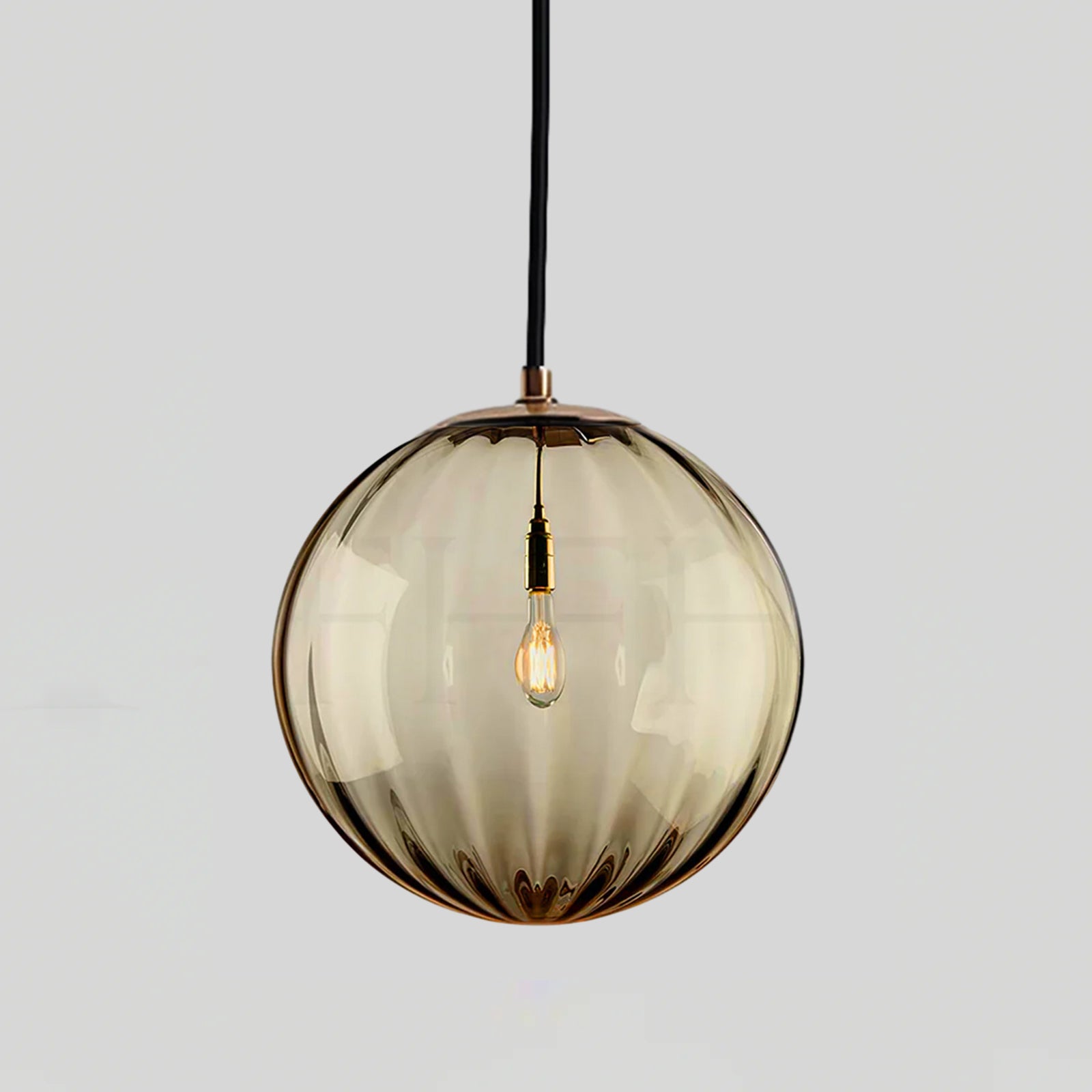 Modern Mouth Blown Glass Globe Pendant Light with Adjustable Metal Stalk for Indoor Ceilings