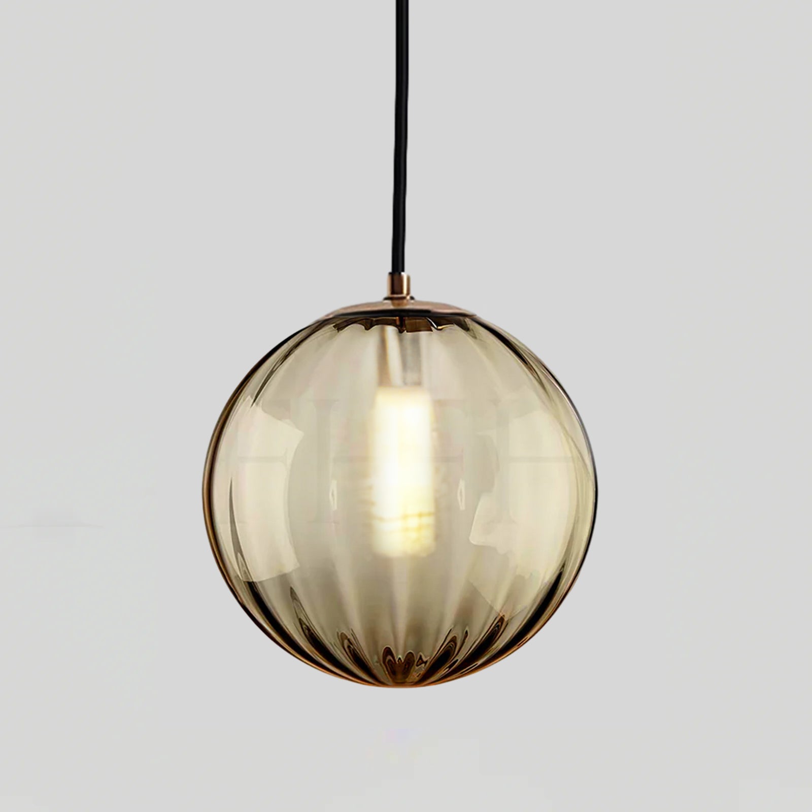 Modern Mouth Blown Glass Globe Pendant Light with Adjustable Metal Stalk for Indoor Ceilings