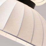 Modern Mulberry Silk Lantern Pendant Light White Fabric Chandelier with Oak Wood Ring