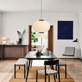 Modern Mulberry Silk Lantern Pendant Light White Fabric Chandelier with Oak Wood Ring