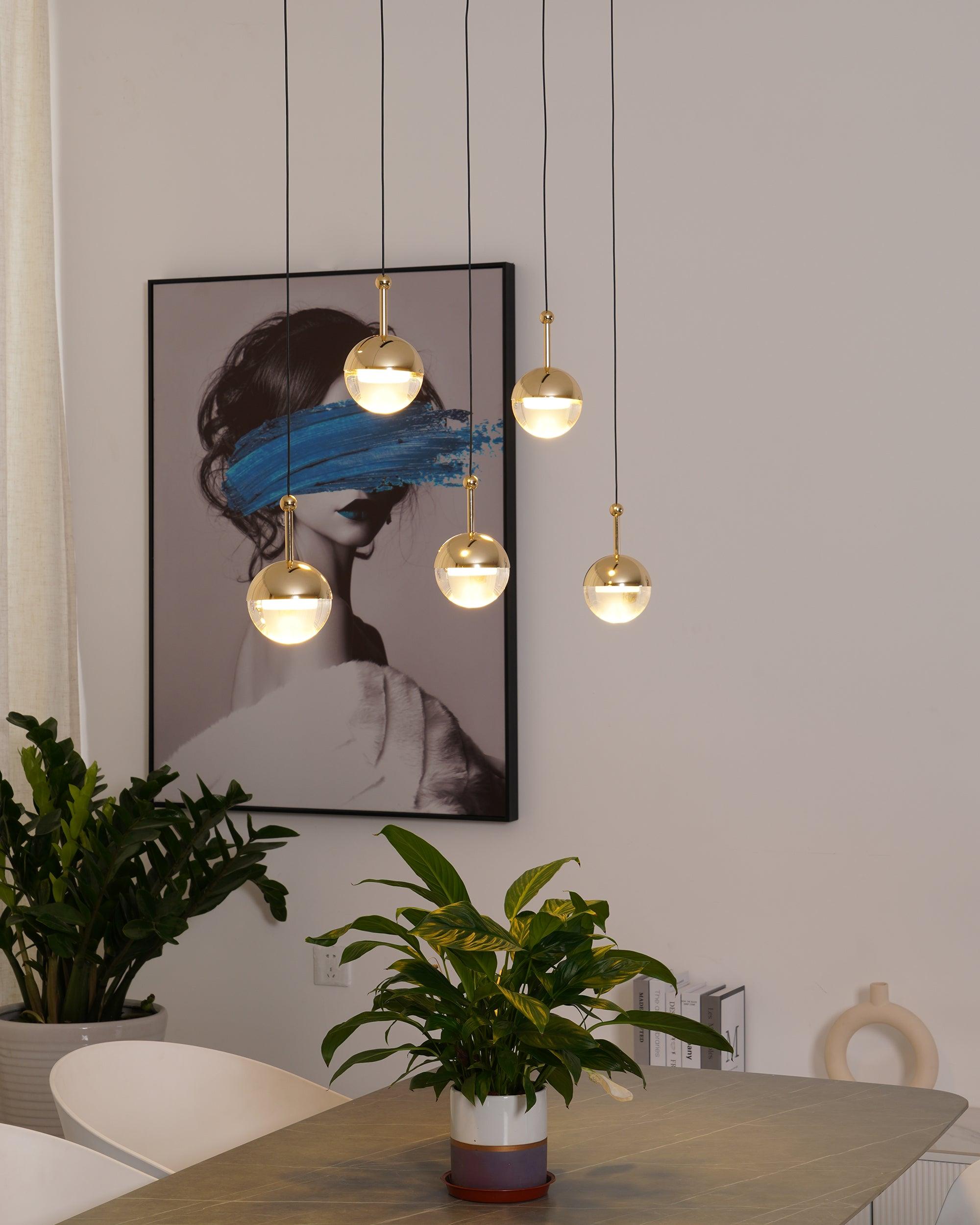 Modern Multi Head Glass Sphere LED Pendant Light for Restaurant and Home Decor