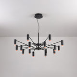 Modern Multi Head LED Pendant Light Adjustable Industrial Black and Red Chandelier