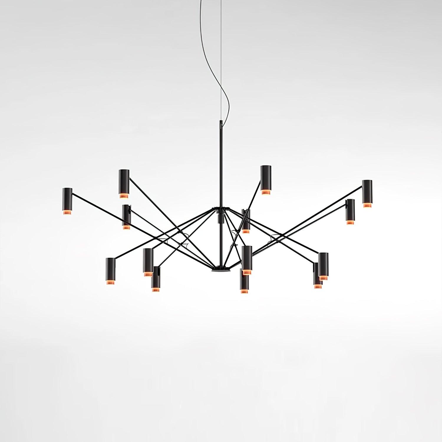 Modern Multi Head LED Pendant Light Adjustable Industrial Black and Red Chandelier