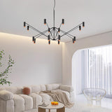 Modern Multi Head LED Pendant Light Adjustable Industrial Black and Red Chandelier