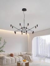Modern Multi Head LED Pendant Light Adjustable Industrial Black and Red Chandelier