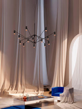 Modern Multi Head LED Pendant Light Adjustable Industrial Black and Red Chandelier