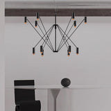Modern Multi Head LED Pendant Light Adjustable Industrial Black and Red Chandelier