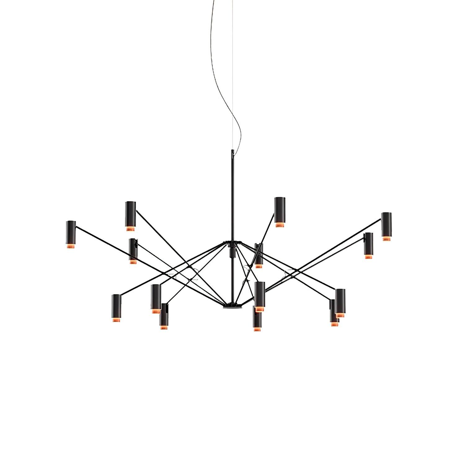 Modern Multi Head LED Pendant Light Adjustable Industrial Black and Red Chandelier