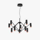 Modern Multi Head LED Pendant Light Adjustable Industrial Black and Red Chandelier