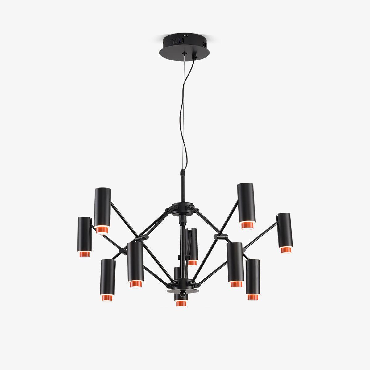 Modern Multi Head LED Pendant Light Adjustable Industrial Black and Red Chandelier