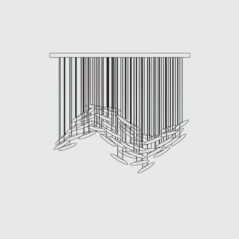 Modern Multi Head Moonlight Whispers Glass LED Chandelier for High Ceiling Interiors