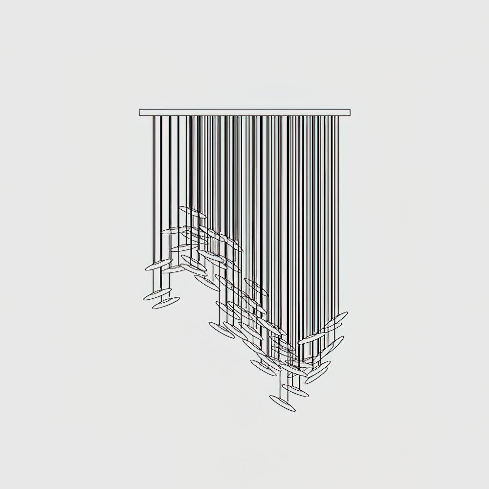 Modern Multi Head Moonlight Whispers Glass LED Chandelier for High Ceiling Interiors