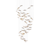 Modern Multi Head Moonlight Whispers Glass LED Chandelier for High Ceiling Interiors