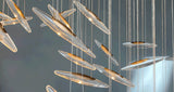 Modern Multi Head Moonlight Whispers Glass LED Chandelier for High Ceiling Interiors