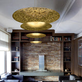 Modern Multi Layered LED Chandelier with Gold Foil Finish for Luxury Interior Lighting