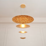Modern Multi Layered LED Chandelier with Gold Foil Finish for Luxury Interior Lighting