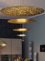 Modern Multi Layered LED Chandelier with Gold Foil Finish for Luxury Interior Lighting