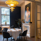 Modern Multi Layered LED Chandelier with Gold Foil Finish for Luxury Interior Lighting