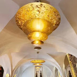 Modern Multi Layered LED Chandelier with Gold Foil Finish for Luxury Interior Lighting