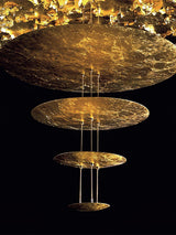 Modern Multi Layered LED Chandelier with Gold Foil Finish for Luxury Interior Lighting