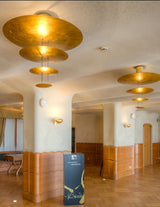 Modern Multi Layered LED Chandelier with Gold Foil Finish for Luxury Interior Lighting