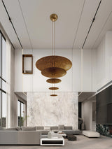 Modern Multi Layered LED Chandelier with Gold Foil Finish for Luxury Interior Lighting