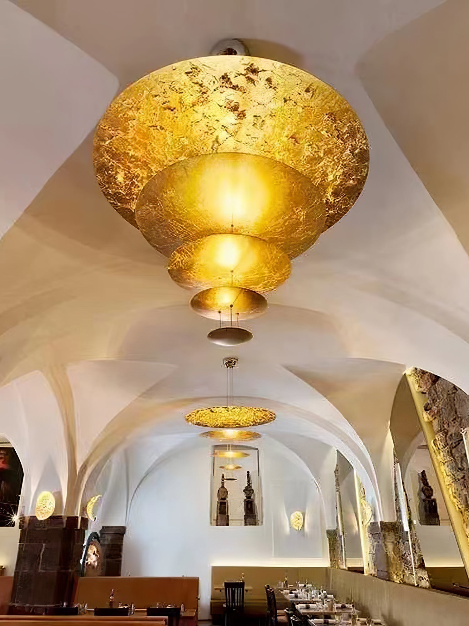 Modern Multi Layered LED Chandelier with Gold Foil Finish for Luxury Interior Lighting