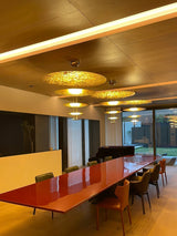 Modern Multi Layered LED Chandelier with Gold Foil Finish for Luxury Interior Lighting