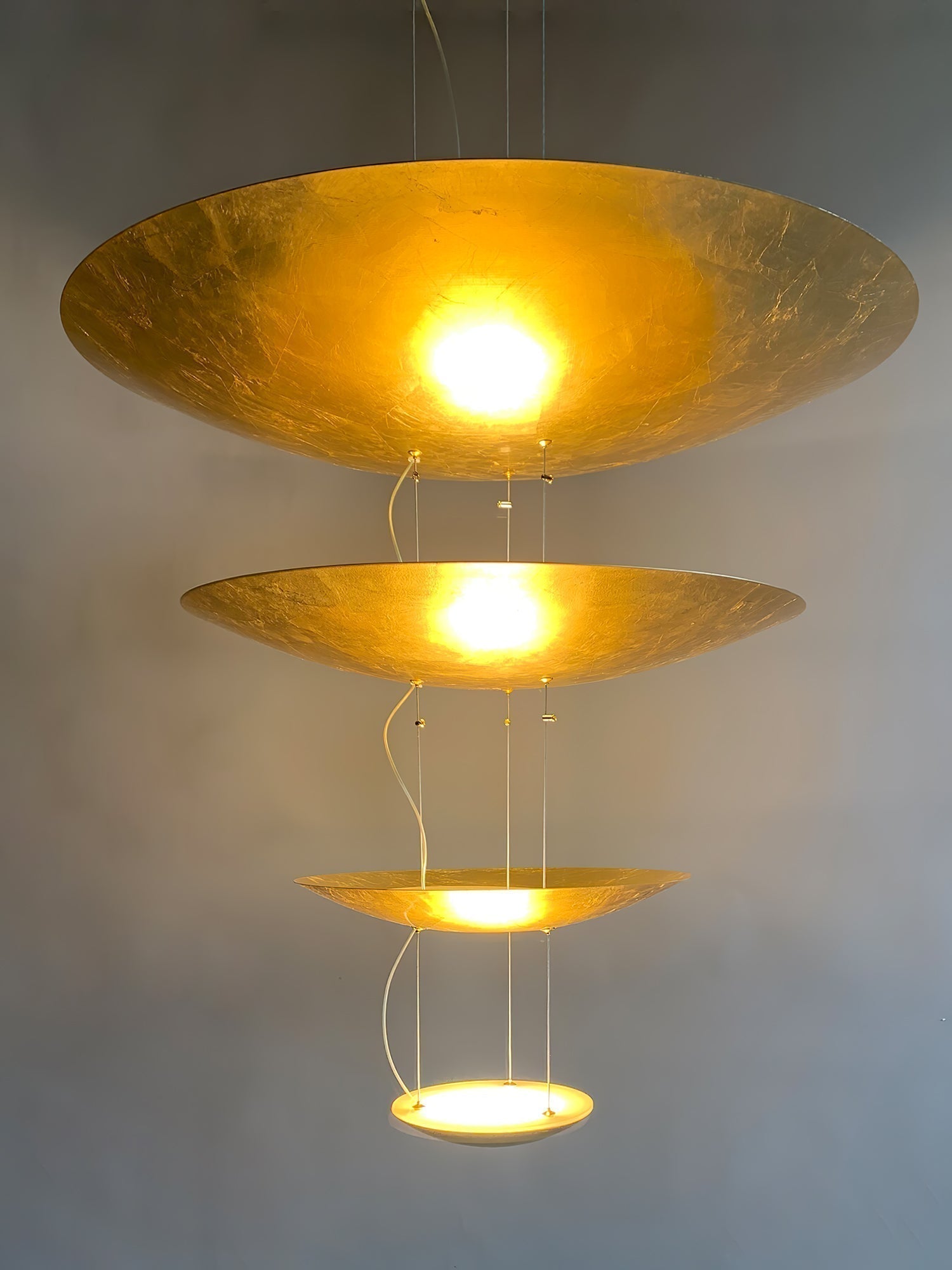 Modern Multi Layered LED Chandelier with Gold Foil Finish for Luxury Interior Lighting