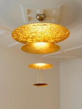 Modern Multi Layered LED Chandelier with Gold Foil Finish for Luxury Interior Lighting