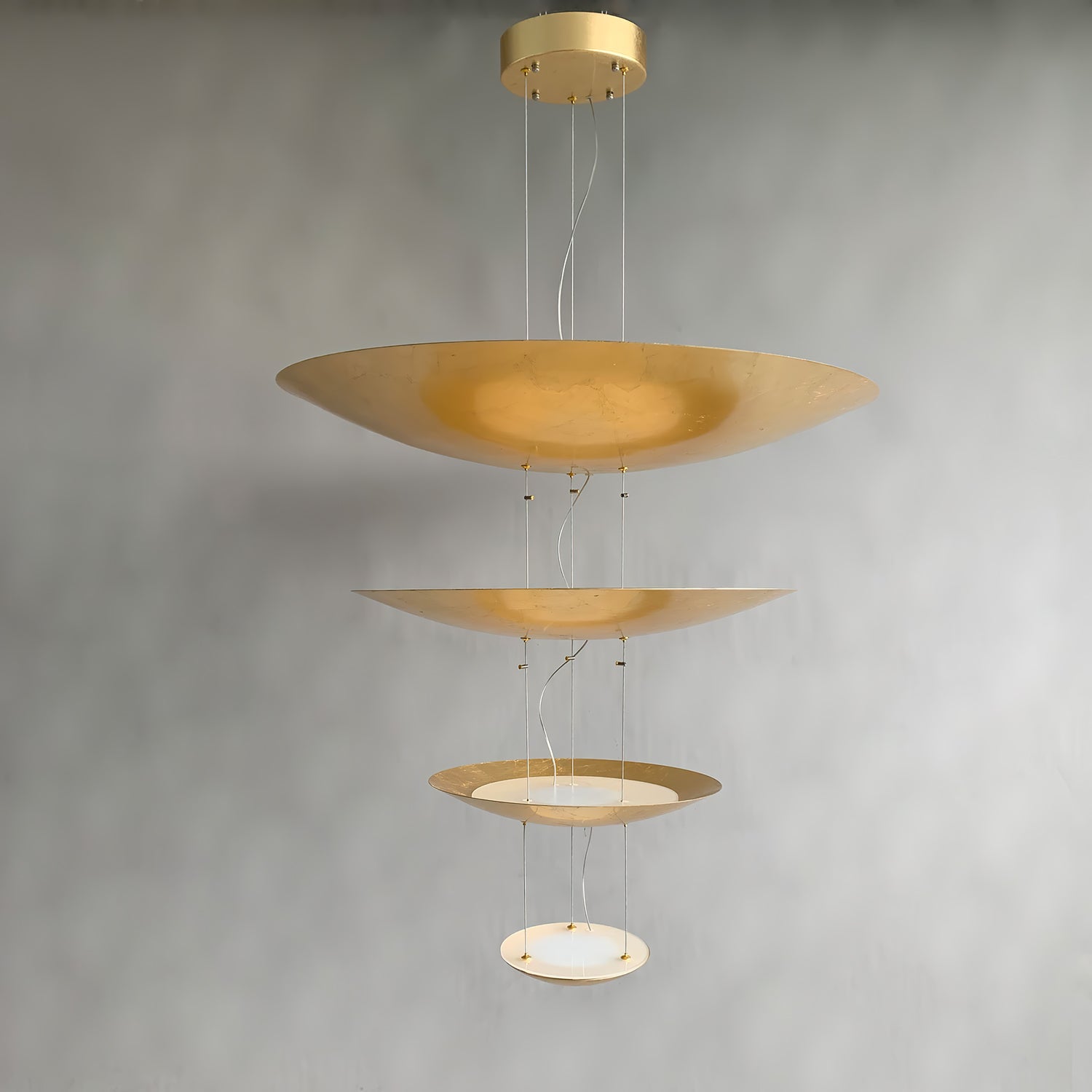 Modern Multi Layered LED Chandelier with Gold Foil Finish for Luxury Interior Lighting