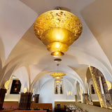 Modern Multi Layered LED Chandelier with Gold Foil Finish for Luxury Interior Lighting