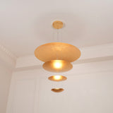 Modern Multi Layered LED Chandelier with Gold Foil Finish for Luxury Interior Lighting