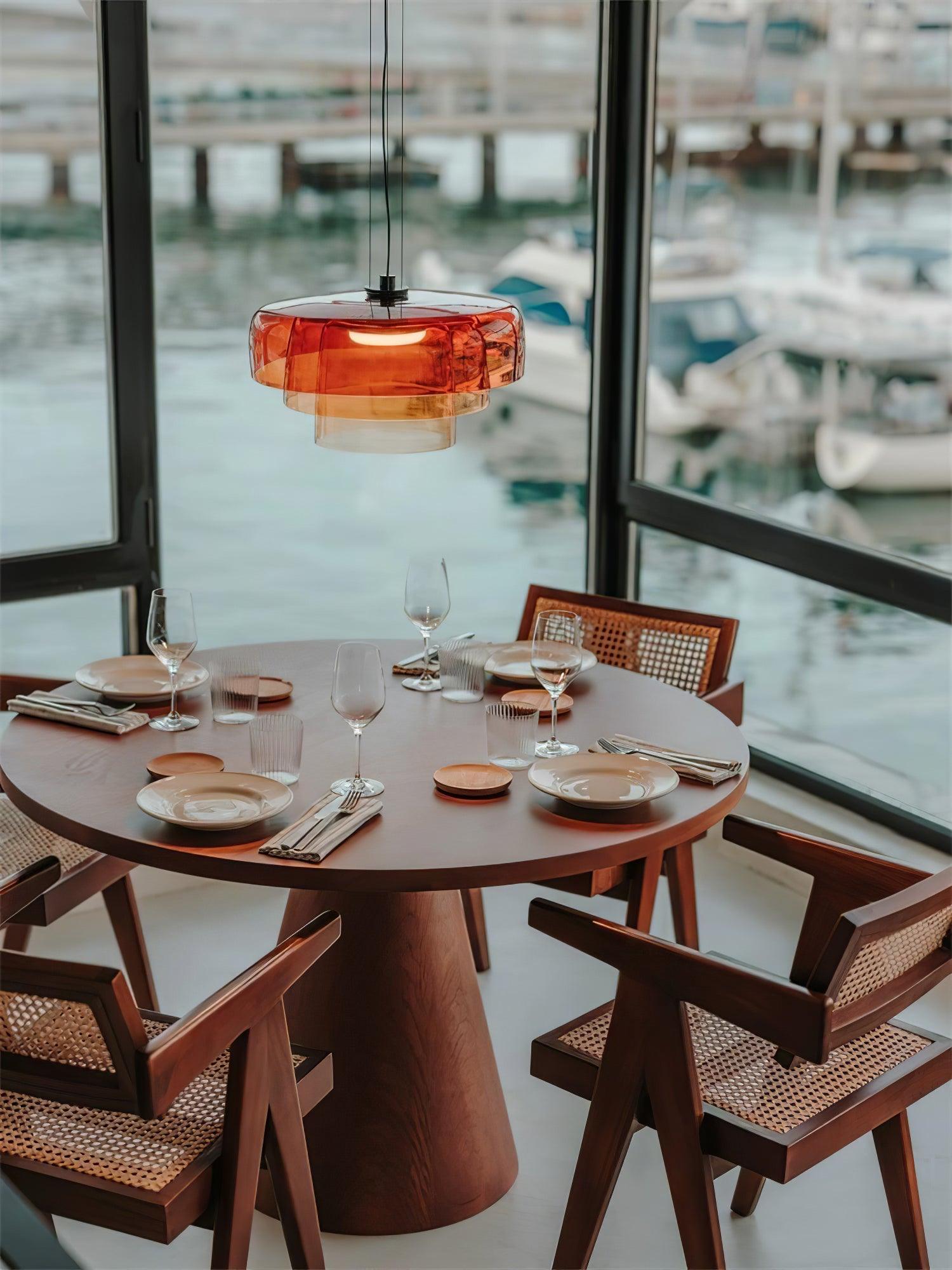 Modern Multi Level Glass Pendant Light LED Ceiling Fixture for Home and Office