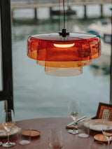 Modern Multi Level Glass Pendant Light LED Ceiling Fixture for Home and Office