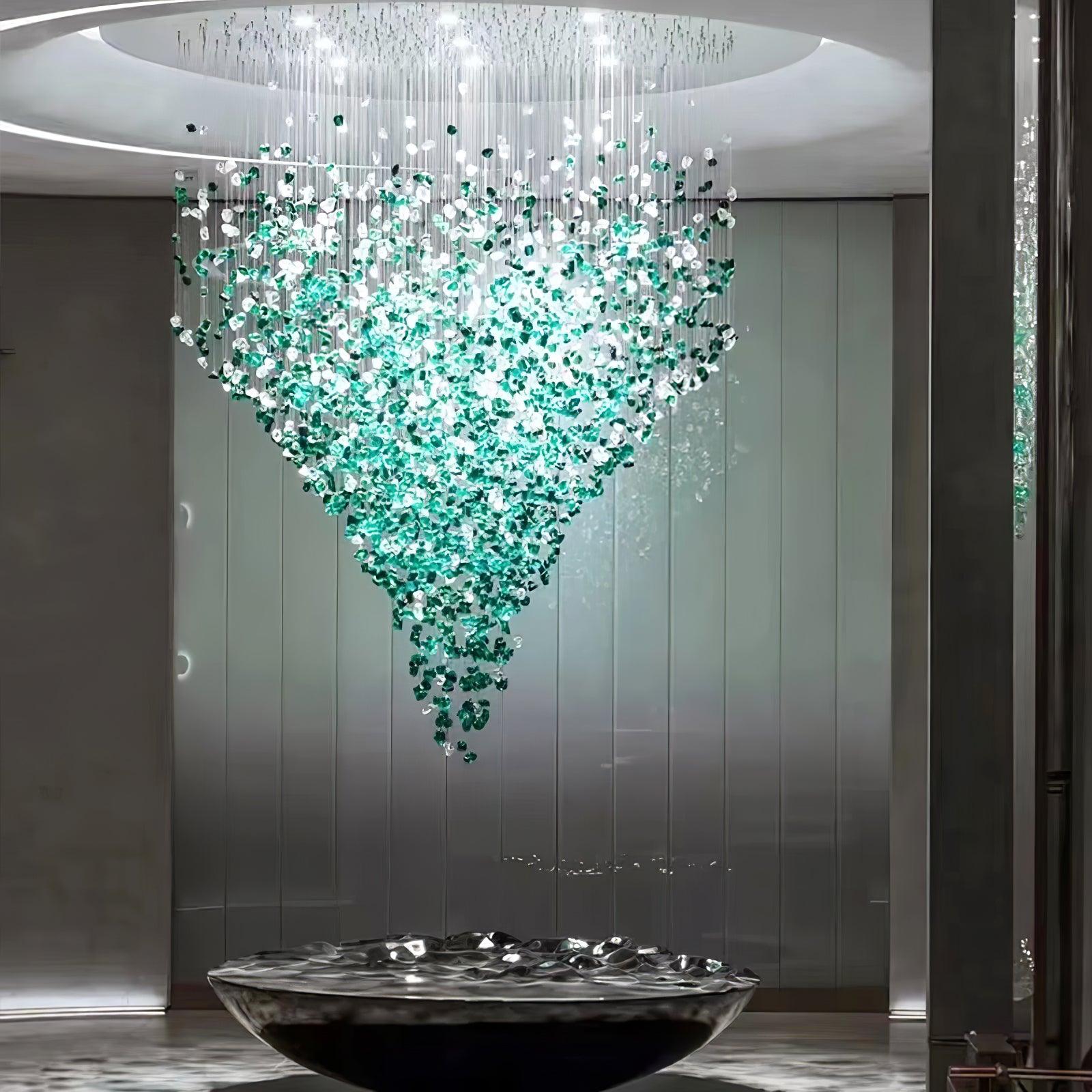 Modern Multicolor Crystal Stone LED Chandelier for Luxury Interior Lighting and Large Spaces