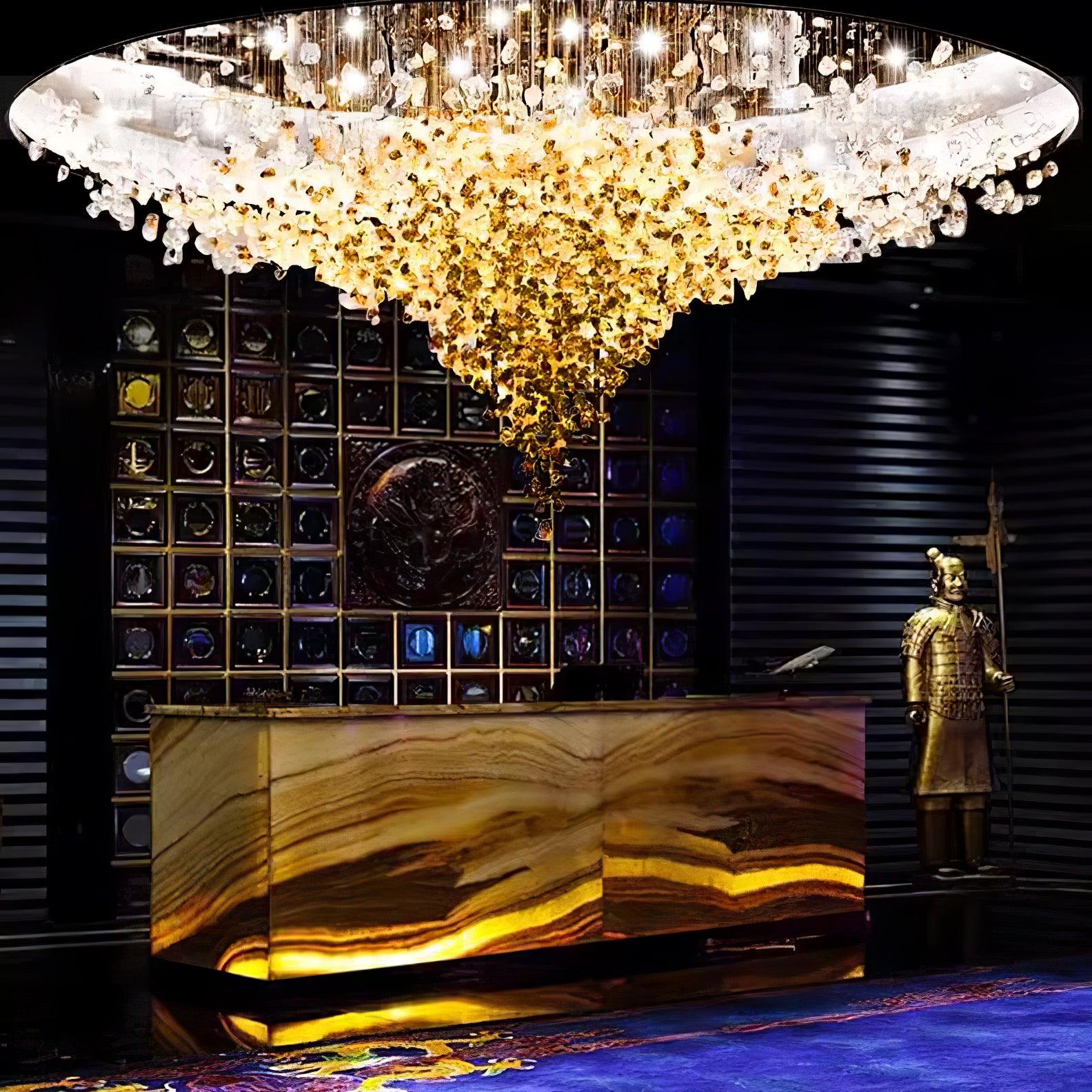 Modern Multicolor Crystal Stone LED Chandelier for Luxury Interior Lighting and Large Spaces