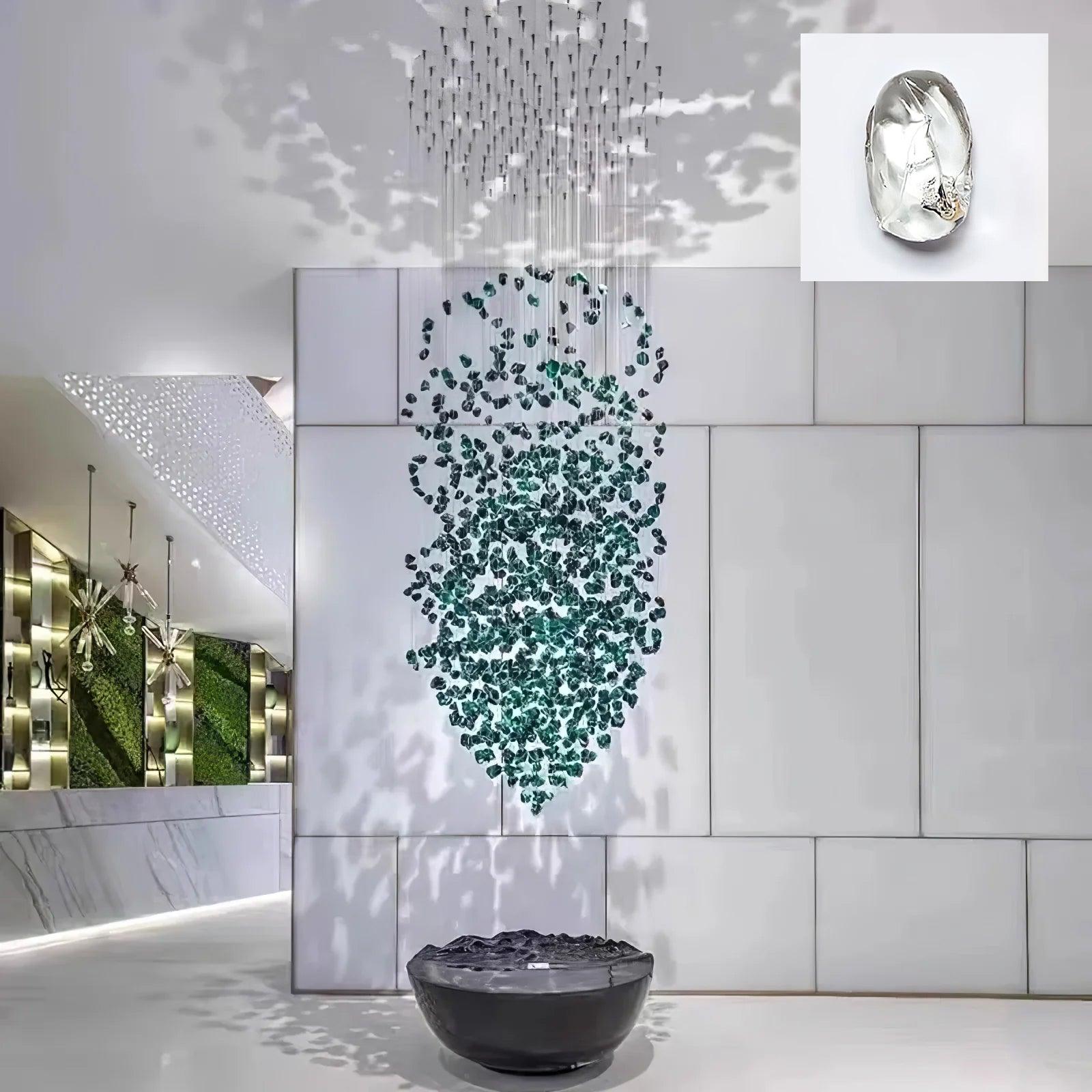 Modern Multicolor Crystal Stone LED Chandelier for Luxury Interior Lighting and Large Spaces
