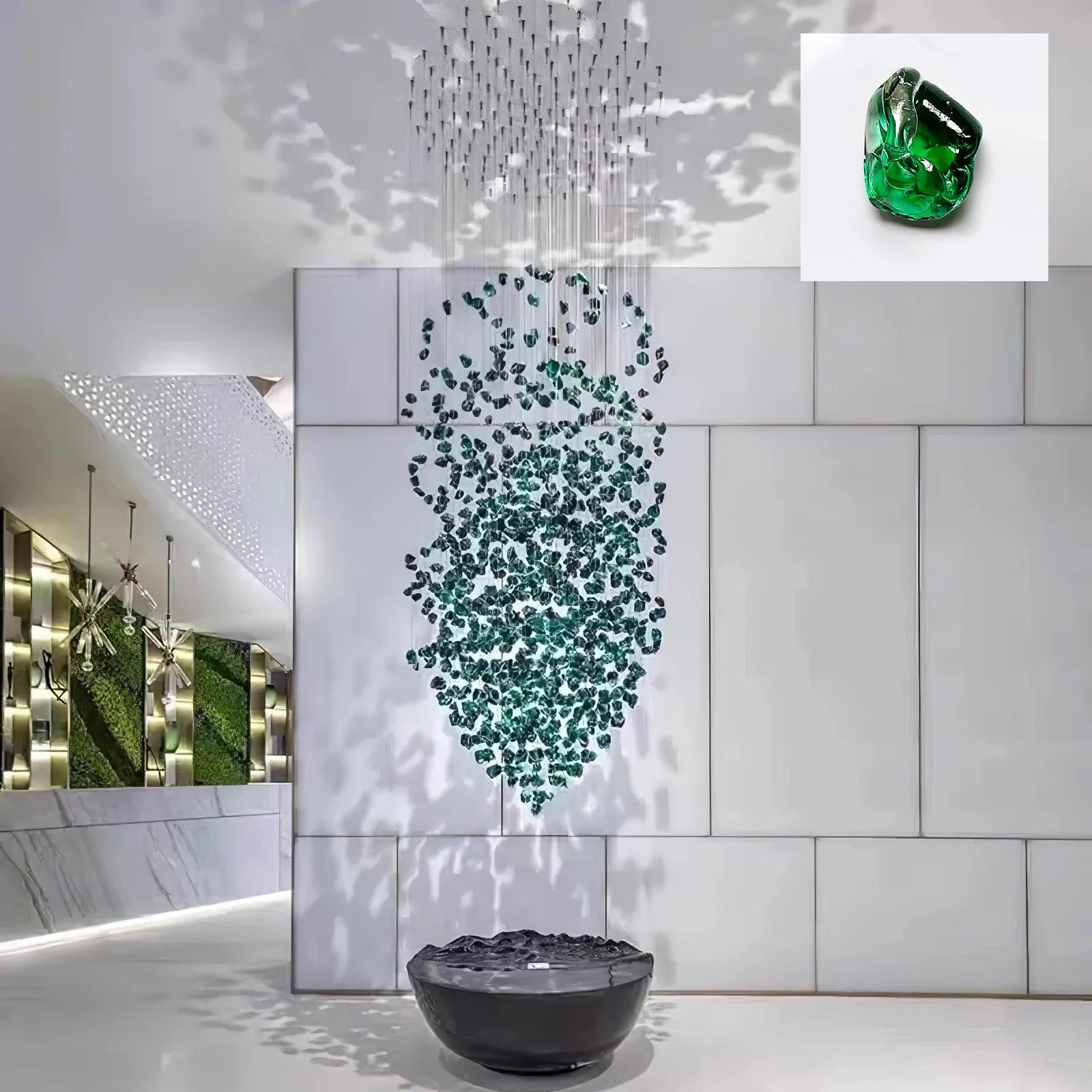 Modern Multicolor Crystal Stone LED Chandelier for Luxury Interior Lighting and Large Spaces