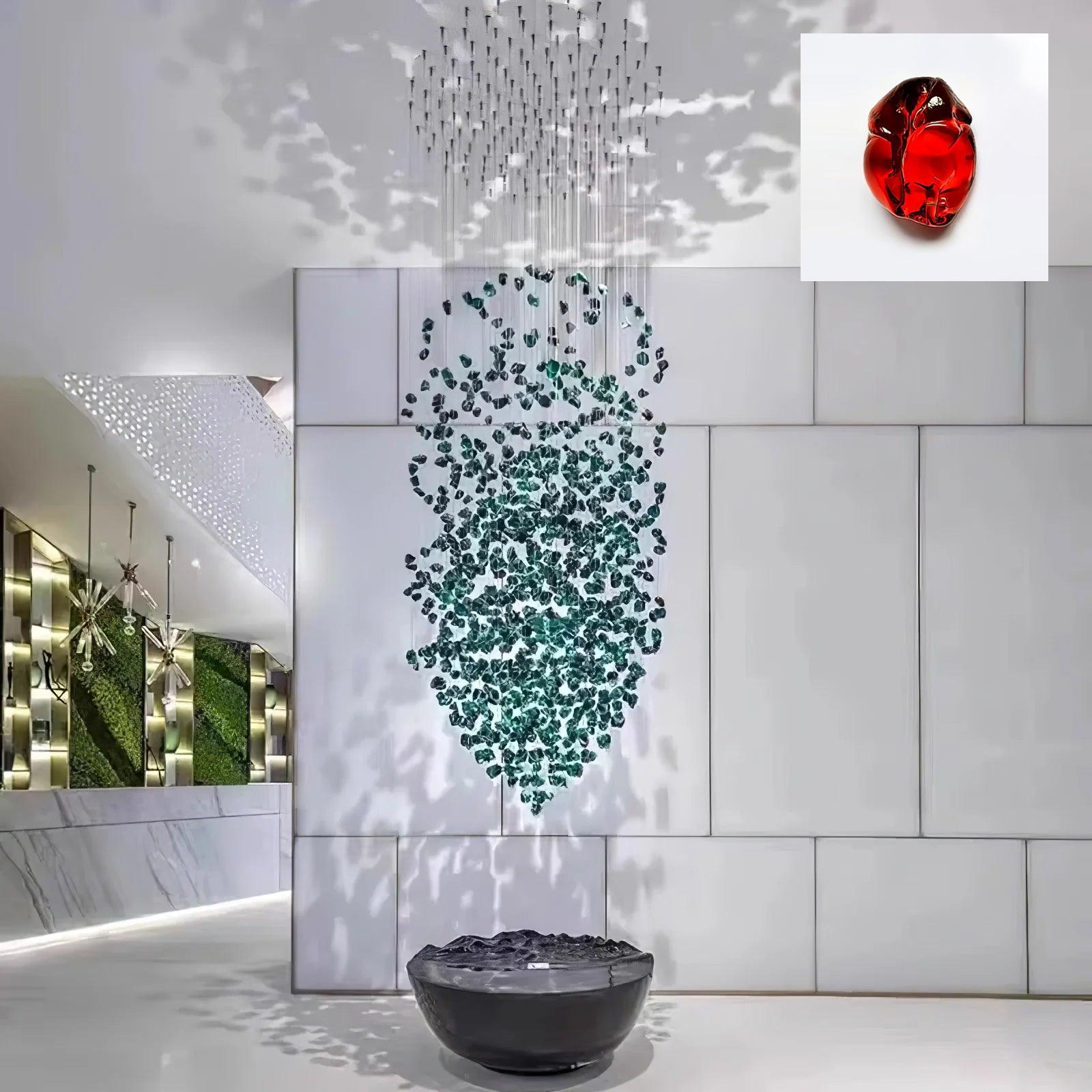 Modern Multicolor Crystal Stone LED Chandelier for Luxury Interior Lighting and Large Spaces