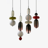 Modern Multicolored Candied Glass Pendant Light with Adjustable LED Ceiling Fixture