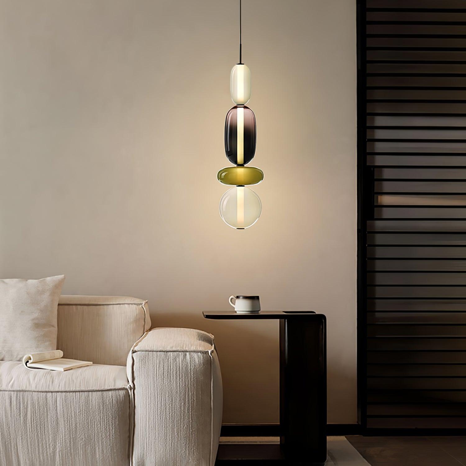 Modern Multicolored Candied Glass Pendant Light with Adjustable LED Ceiling Fixture