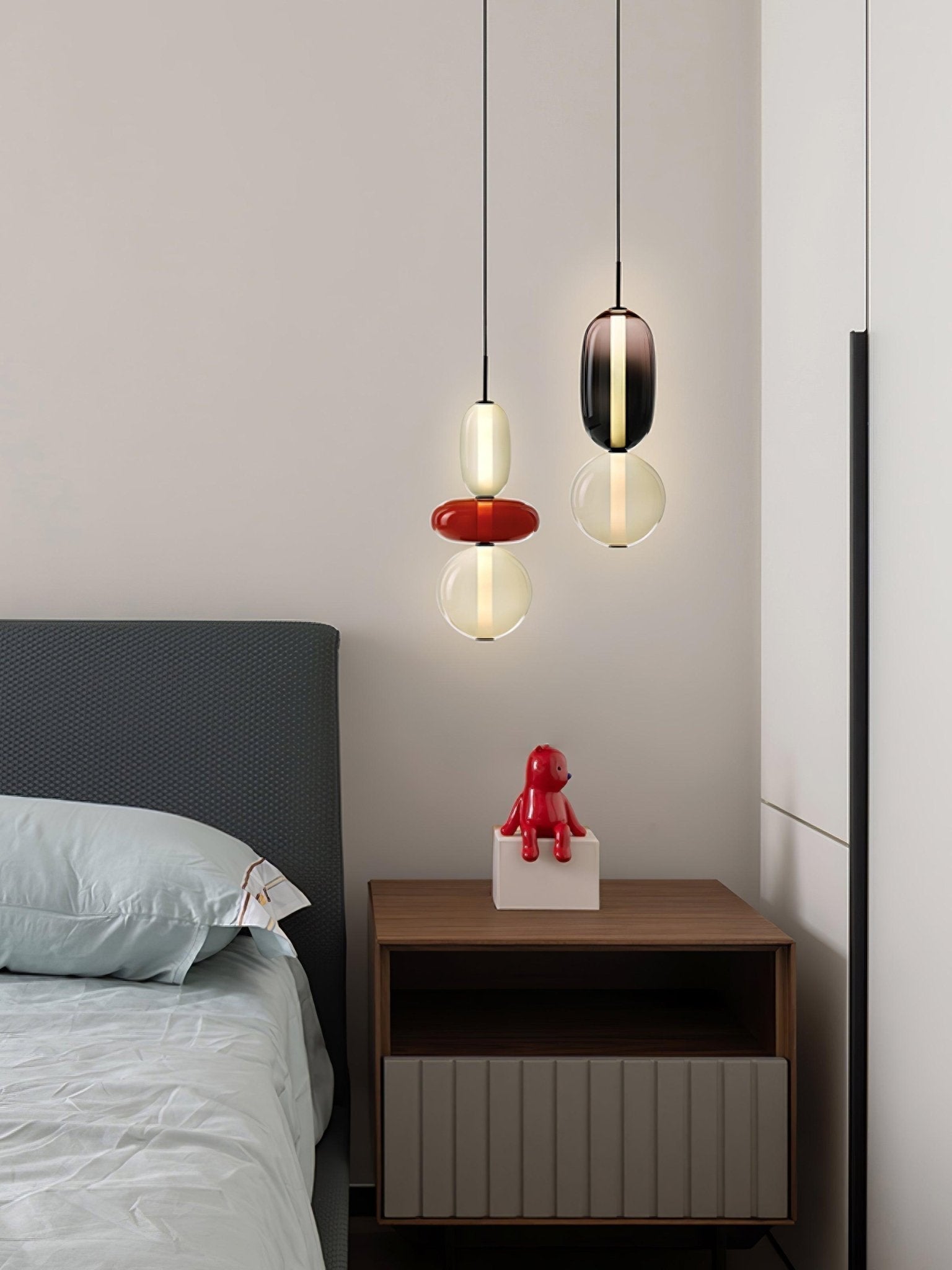 Modern Multicolored Candied Glass Pendant Light with Adjustable LED Ceiling Fixture