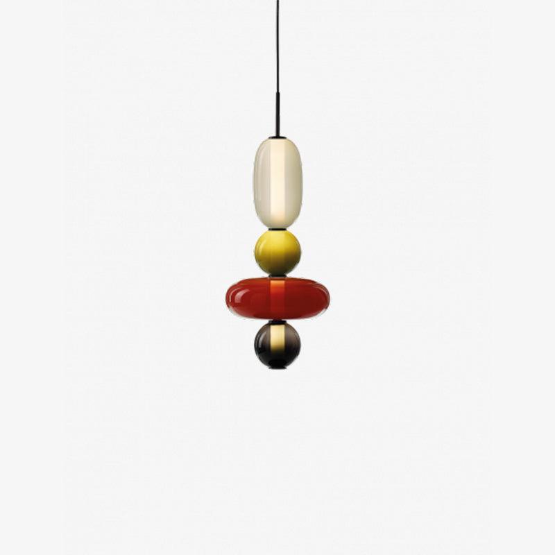 Modern Multicolored Candied Glass Pendant Light with Adjustable LED Ceiling Fixture