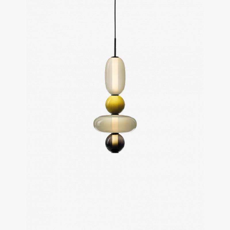 Modern Multicolored Candied Glass Pendant Light with Adjustable LED Ceiling Fixture