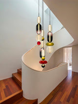 Modern Multicolored Candied Glass Pendant Light with Adjustable LED Ceiling Fixture