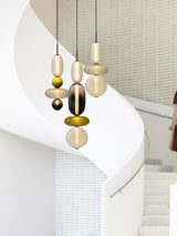 Modern Multicolored Candied Glass Pendant Light with Adjustable LED Ceiling Fixture