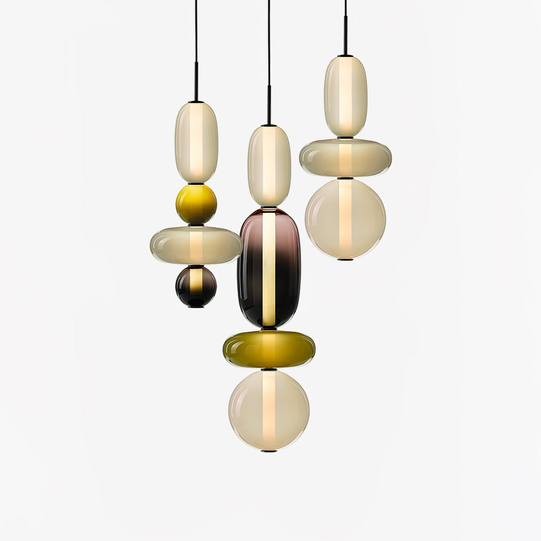 Modern Multicolored Candied Glass Pendant Light with Adjustable LED Ceiling Fixture